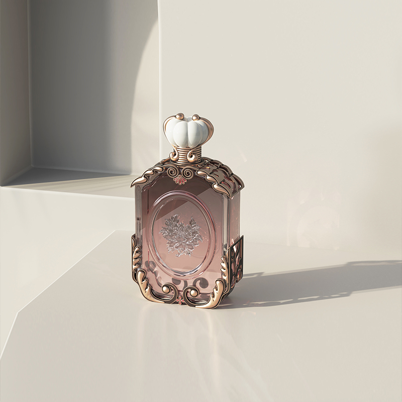 Unique Perfume Bottles 100ml Glass Pink Metal Frame Pumpkin Cap Empty Spray Luxury