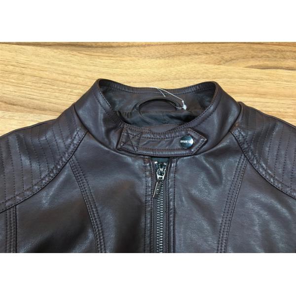 Oxblood Symmetrical Ladies PU Jacket Slim Womens Burgundy Pleather Jacket
