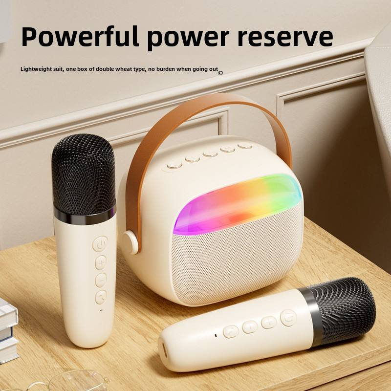 Wireless Karaoke Speaker With Microphone RGB Light Mini Portable BT Speaker For Home Party