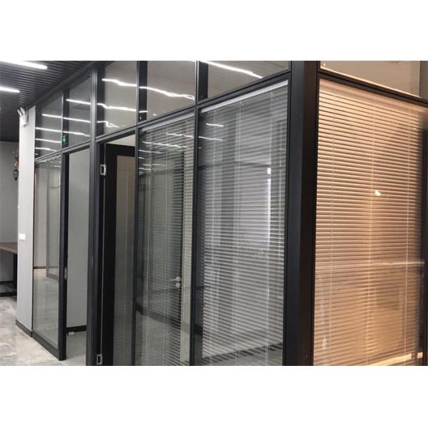Aluminum Tempered Office Glass Partition Walls Noise Reducing With Blind