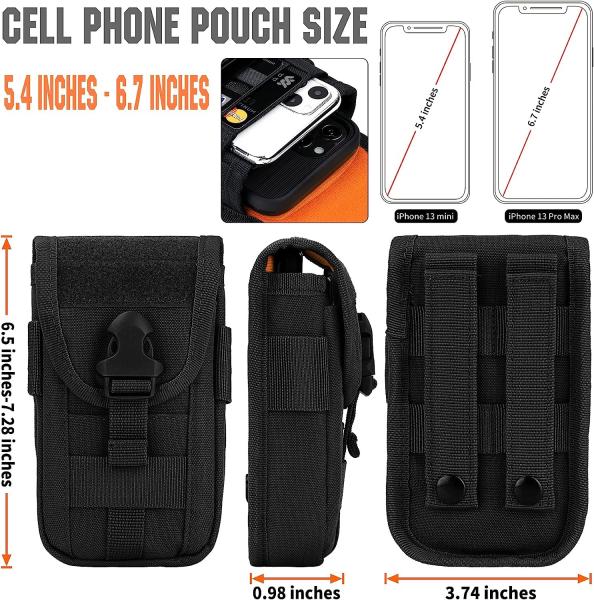Tactical Cell Phone Holster Pouch, Tactical Smartphone Pouches Cellphone Case Molle Gadget Bag Molle Attachment Belt