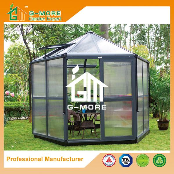 Aluminum Greenhouse-Hexagon Series-320 X 283 X 275CM-Dark Grey Color- PC or Glass