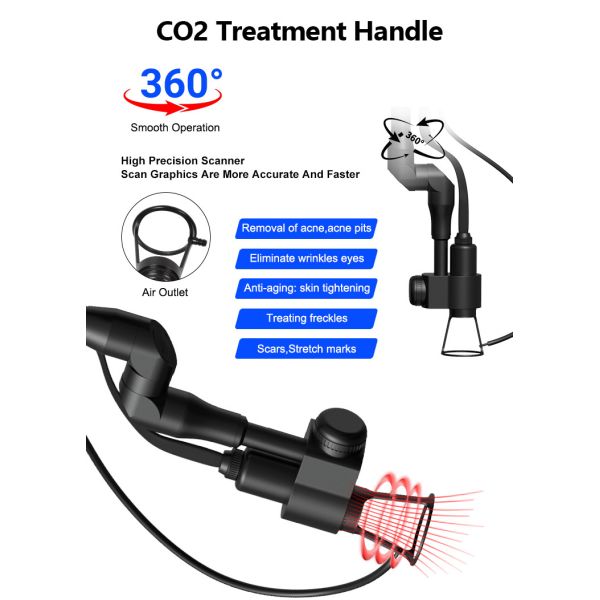 360° Rotation Handle Skin Tightening Acne Treatment 10600nm Fracational Co2 Laser Machine