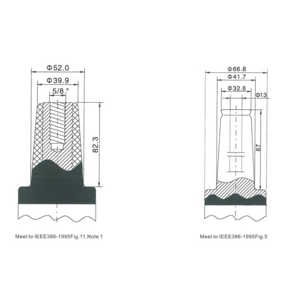 15kV RMU Components Single Pass RMU Bushing 200A With Detachable Connector