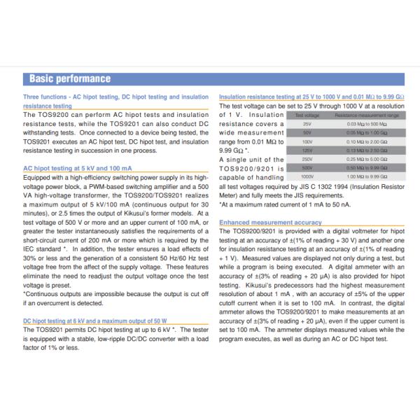 Tos9200 Kikusui Hipot Tester With Insulation Resistance Test Ac- 5.0 Kv