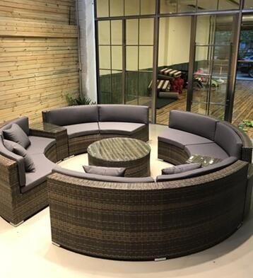Patio round wicker sectional outdoor furniture PE rattan garden sofa sets