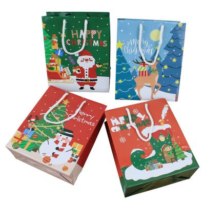 Merry Xmas Santa White Cardboard Food Packaging Paper Bag 19*9*23cm