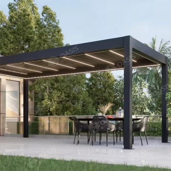 Cover Easy Outdoor Yard Factory Awnings Event Rainproof Electric Adjustable Motorized  Aluminum Pergola For Mansions
