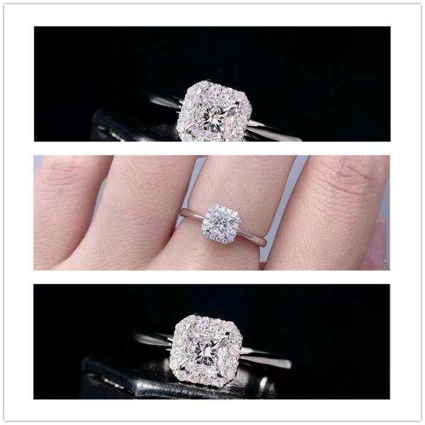 Customization Limited Time Discount 18K Lab Diamonds Square Diamond Ring FL Clarity