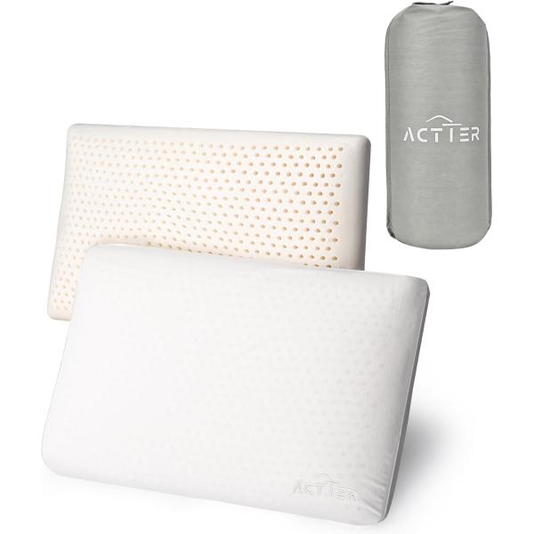 Organic Cotton Cover Natural Latex Foam Pillow for Back and Side Sleepers Thread Count ≥600TC Part NECK