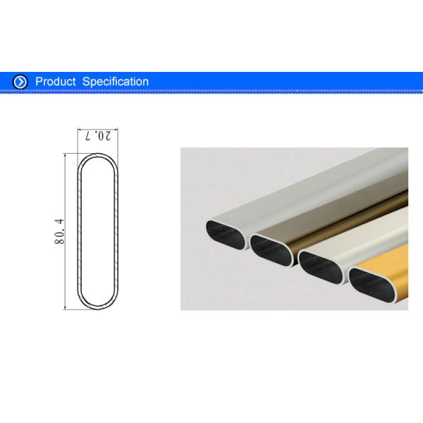 Flat Oval Aluminum Tubing , Cutting 6061 Powder Coated Aluminum Extrusion Tube