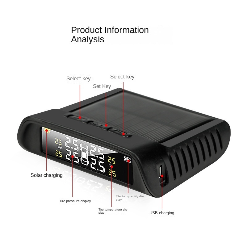 High Precision Digital Wireless Solar Car Tire Pressure Monitor New Condition Universal External TPMS 12V JYS S6 1Y Warranty