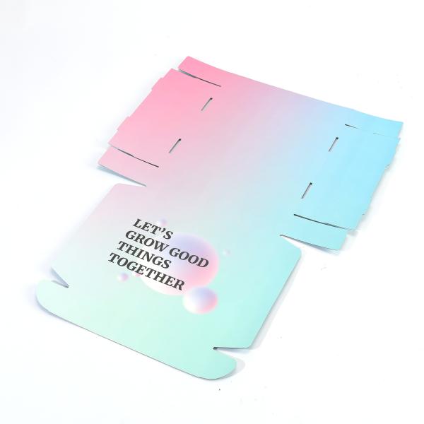 Impressão CMYK Caixa corrugada para embalagens de vestuário recicláveis em gradiente azul rosa