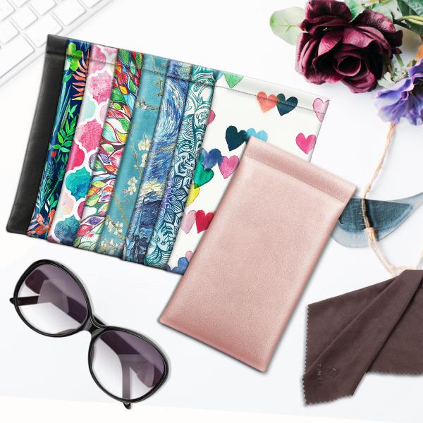 Neoprene Eyeglasses Case PU Leather Drawstring Pouch Bag Personalised