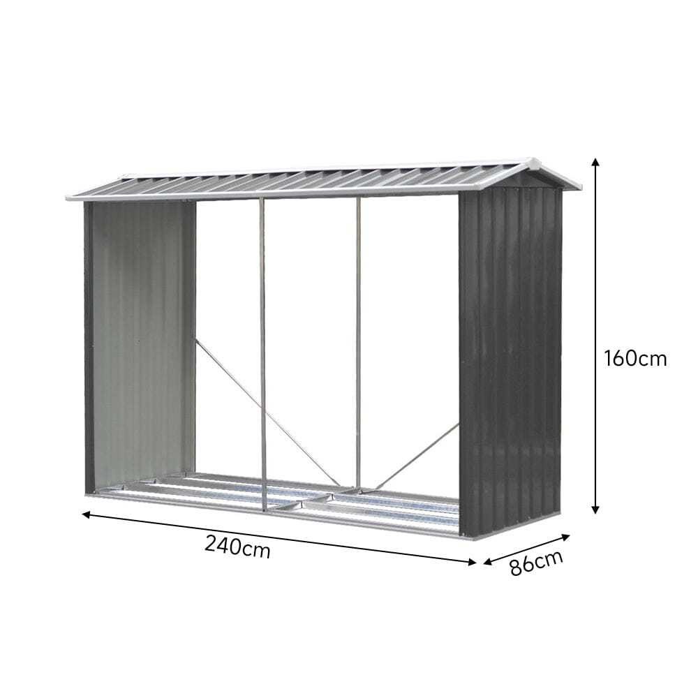 AJUNION Metal Outdoor Firewood Log Rack Shed for Easy Assembly and Garden Storage