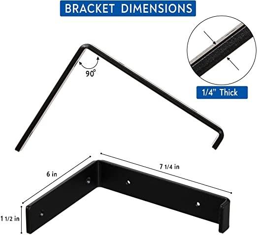 DIY Floating Shelf Black 12 inch J Shelf Bracket with Lip Hook Process Deep Drawing