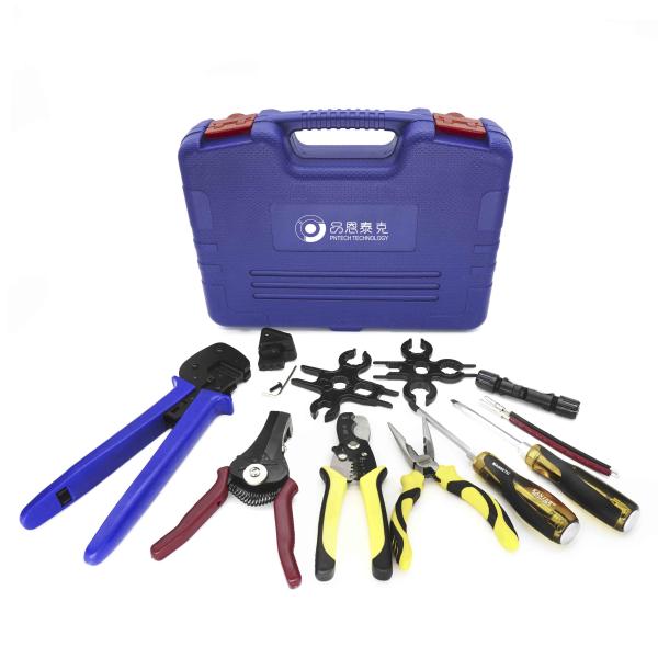 Kit de ferramentas de crimpagem MC4 de alça de embalagem de plástico para conector solar Tyco e cabo