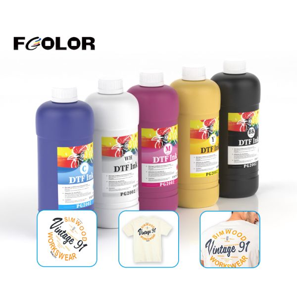 Fcolor High Quality Wholesale CMYK White Color 1000ML DTF Pigment Ink for Digital T-Shirt Transfer Printing