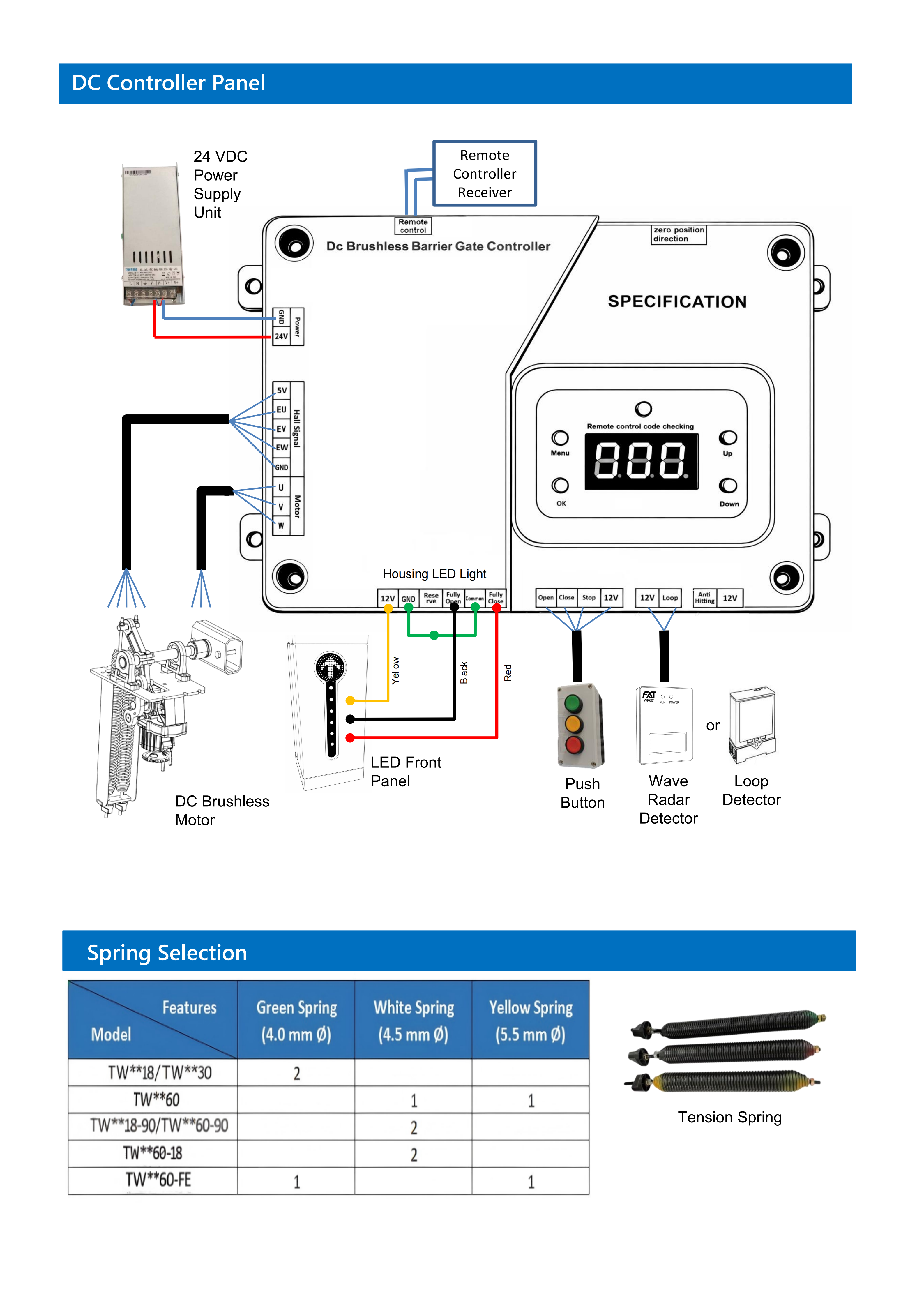 Parking Lot Barrier Gate Access Control System IP44 Rising / Falling Straight Bar Barrier Gate