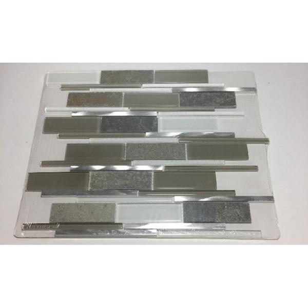 Art Gray Select Glass Mosaic Tile Backsplash Mix Aluminum Mosaic Strip Shaped