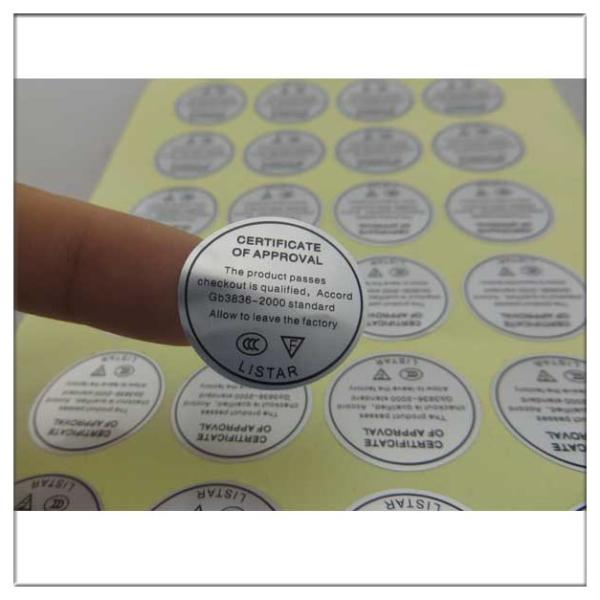 Custom printed self adhesive matt silver polyester PET label, Custom Printed Electronics Self Adhesive Matt Silver Label