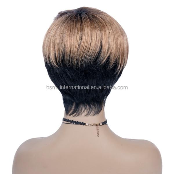 T1B/27 Color Pre Plucked Short Human Hair Wigs for Black Women Brazilian Pixie Cut