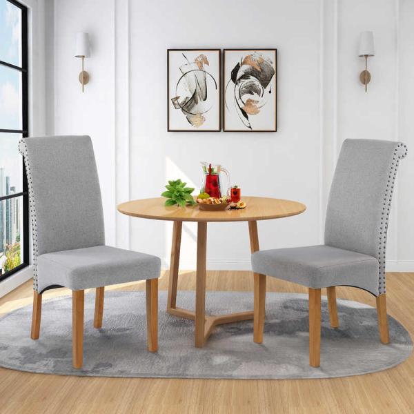 L17.5  inch Gray Padded Side Chair / High Back Fabric Dining Chair 300lb