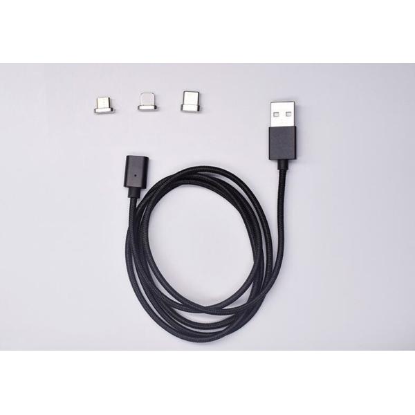 Fast Charging USB Data Cable , 3 In 1 Magnetic Cable For Micro USB / Light - Ning / Type C
