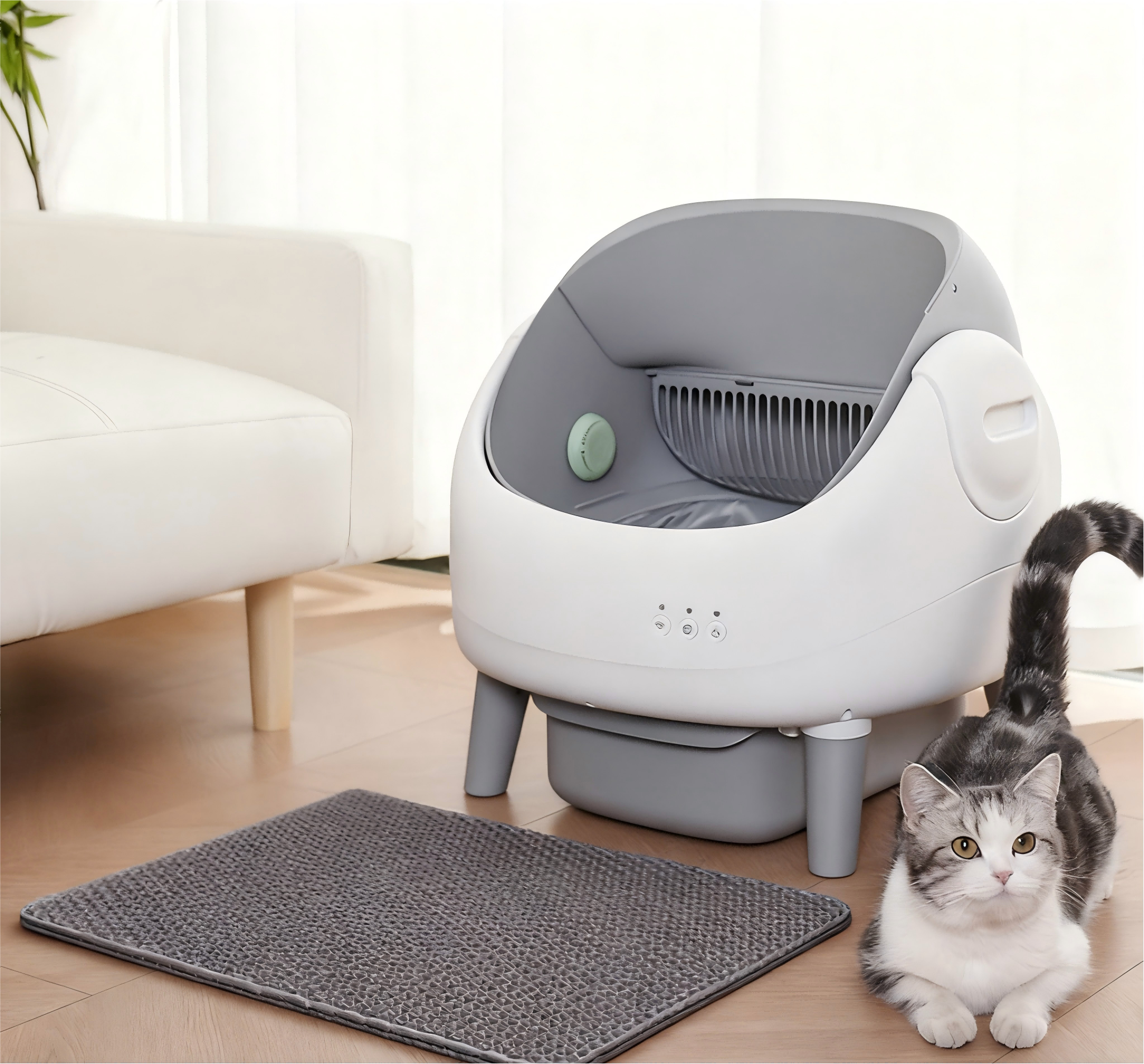 For Multiple Cats Litter Box Enclosed Anti-splatter With Sieve Deodorant Ball Large Capacity