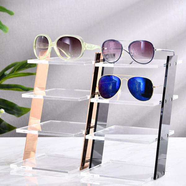 Custom Clear Acrylic Stands 4 Layer Countertop Display Rack For Sunglasses