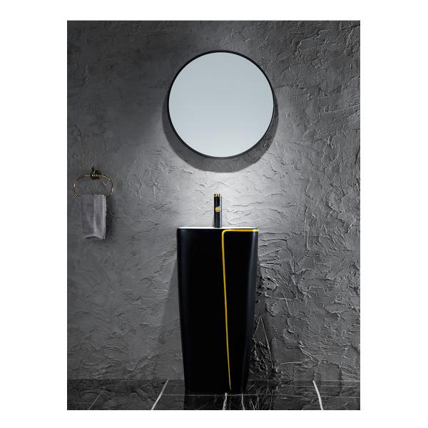 Ceramic 525*430*860mm Sanitary Ware Basin One Piece With Black Toilet