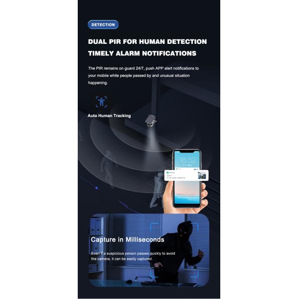 Eight Million Horizontal Articulation Outdoor Solar Camera Wifi Dual Lens CCTV Camera