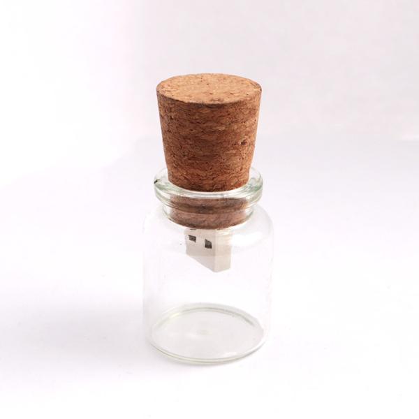 Бутылка привода USB 16GB 32GB 64GB деревянная внезапная сформировала стеклянный затвор вина