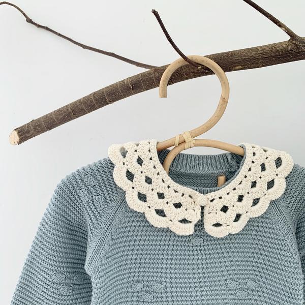 Y-Z New Design Solid Color Baby Girl Crochet Neck Collar Lotus Leaf Lace Embroidered 100% Cotton