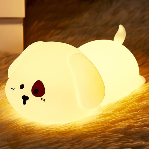 Ночной фонарь для детей Милый силиконовый щенко Ночной фонарь с 2 уровня яркости 7 цветов Каваи сенсорная лампа для спальни