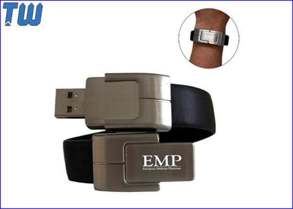 Leather Wristband Metal USB Thumb Drive Body 4GB with Logo Printing
