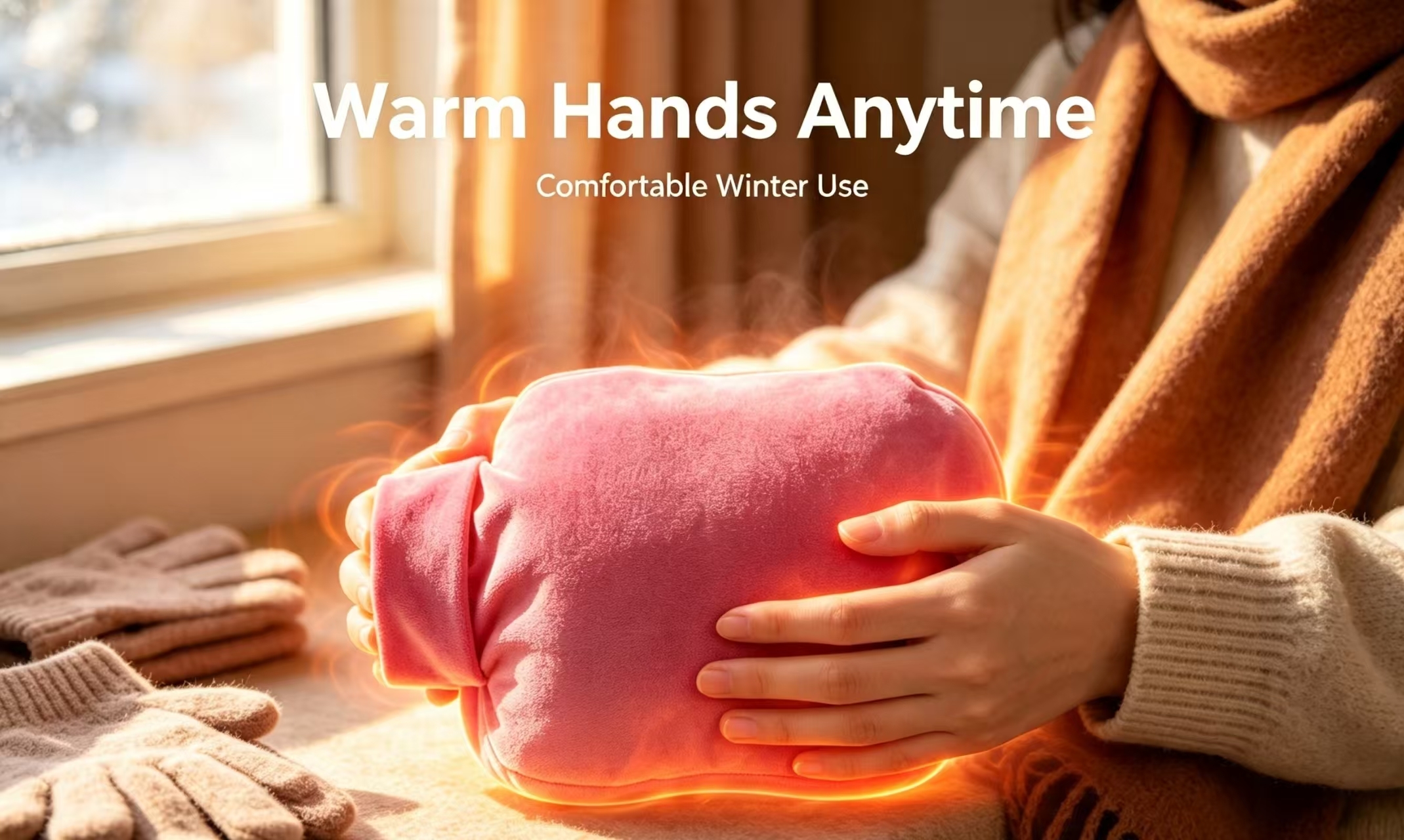 Bucket Shaped Rechargeable Hand Warmer, Crystal Ultra Soft Adjustable Temperature Electric Heated Hand Pouch, 12V 2A DC Charging Heating Pad for Home School Outdoor Travel