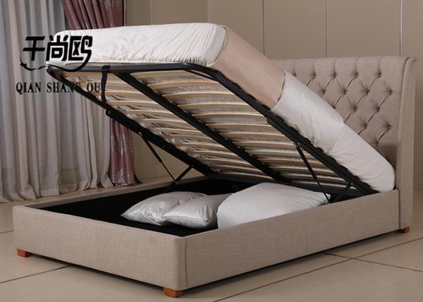 Durable Customized King Size Upholstered Platform Bed With Storage Space Underneath