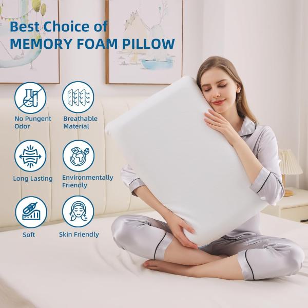 Hotel Standard Size Memory Foam Pillow Ventilation Cooling and Breathable with Bamboo