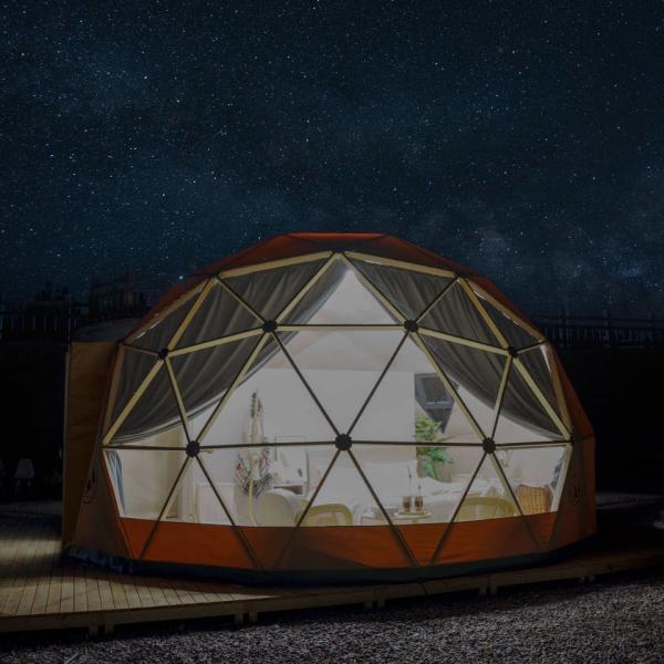 Luxury Large Glamping Tent Outdoor Geodesic Dome Tent Event Dome Outdoor With Shower Toilet, Canopy Gazebos Screen