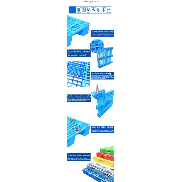 HDPE пефорировал Nestable пластиковую синь паллетов неподвижная нагрузка 6 тонн