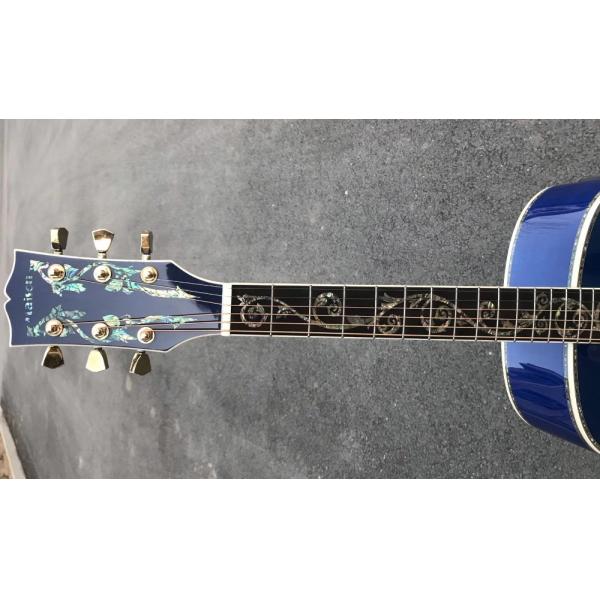 Best jumbo Blue flame maple wood acoustic Guitar Solid ebony Guitarra Customized acoustic 43 inch Jumbo guitar