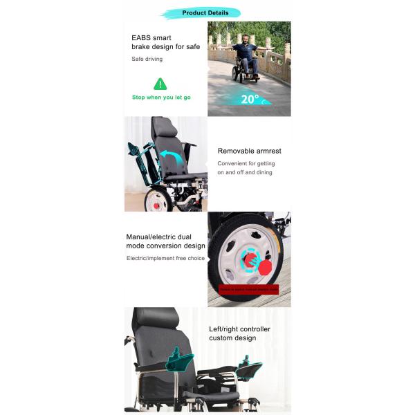 Disabled Electric Medical Transport Wheelchair With Remote Control Homecare