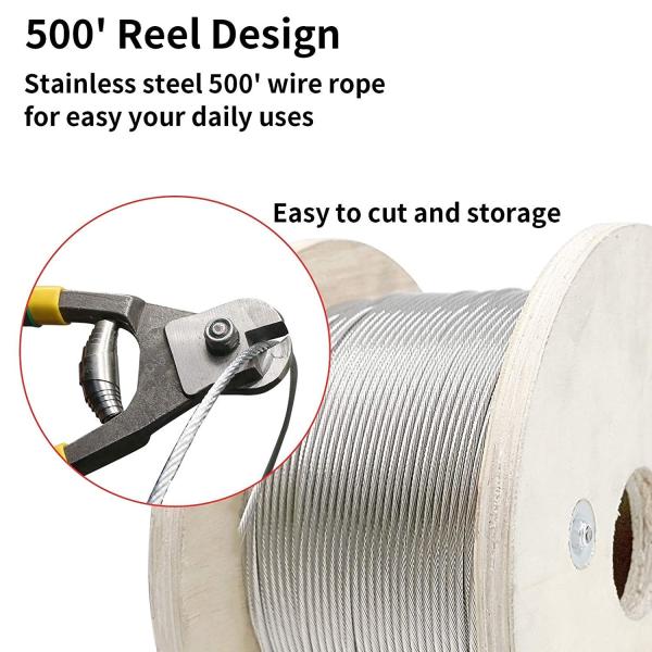 1000fts T316 Stainless Steel Cable Wire Rope 1/8 3/16 1/4 1X19 7X7 7X19 for Special