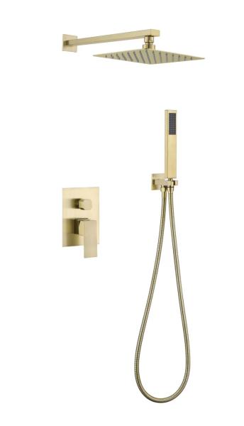8 Inch 0.6MPA Shower Faucet Set Wall Mounted Brushed Golden Color for bathroom
