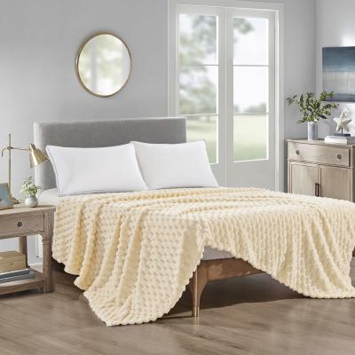Custom Color 100% Polyester Solid Jacquard Flannel Fleece Fabric for Blanket Throw