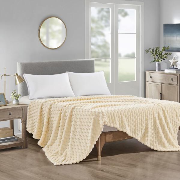 Custom Color 100% Polyester Solid Jacquard Flannel Fleece Fabric for Blanket Throw