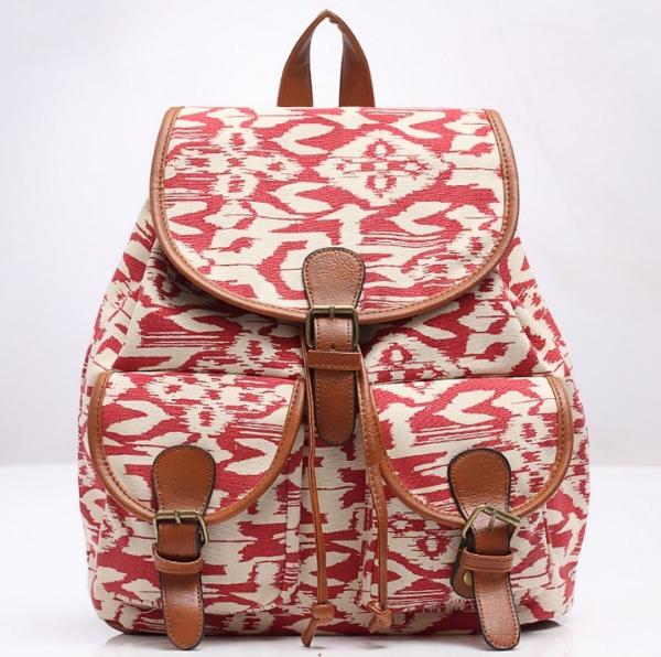 2016 new spring and summer fashion casual female bag printing canvas backpack
