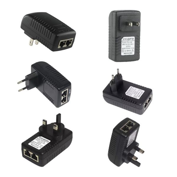 イギリス プラグ 24V 1A POE インジェクタ 2 RJ45 ポート IP カメラ