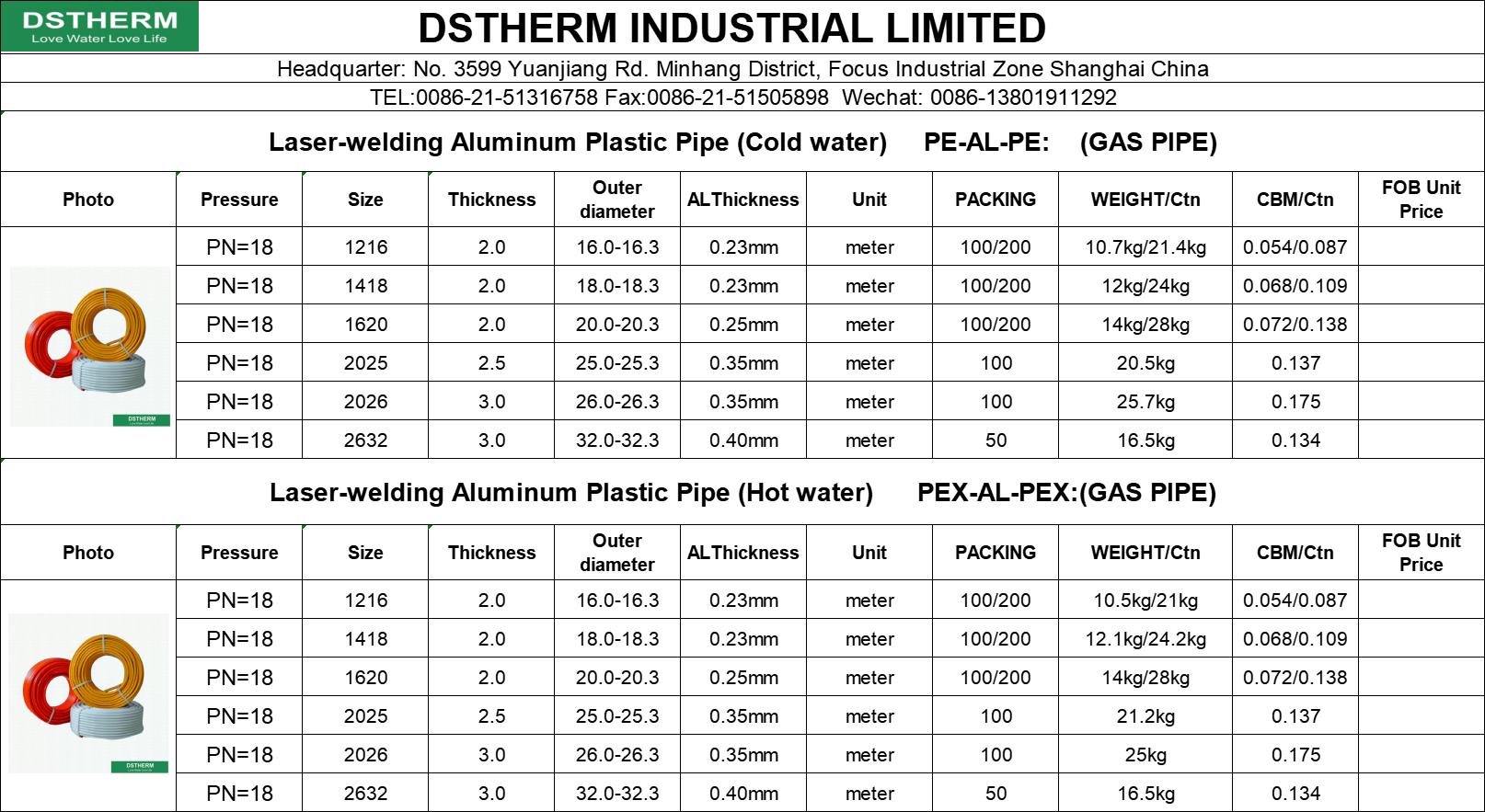 фасада трубы 15mm до 63mm труба газа алюминиевого Pex ровного аккуратного пластиковая